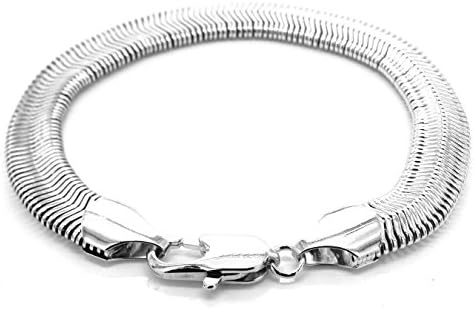 Genuine sterling silver thin snake chain bracelet with black gift box and purple bracelet bag. (20)