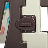 BABY VIVO Laufgitter Laufstall Baby Absperrgitter Krabbelgitter Schutzgitter für Kinder aus Kunststoff mit Tür und Spielzeug – Brown - 6