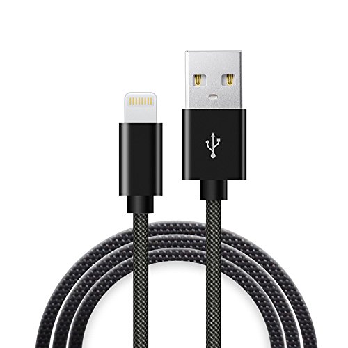 IPhone Cable , Gestop Lightning Cable 1M/3.3FT,  Nylon Braided Cord Lightning Cable Certified to USB Charging Charger for iPhone 7/7 Plus/ 6S/6/SE/5S/5/iPad/ iPod Nano 7[Black White]