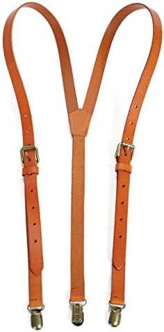ROCKCOW Genuine Leather Suspenders / Groomsman Wedding Suspenders