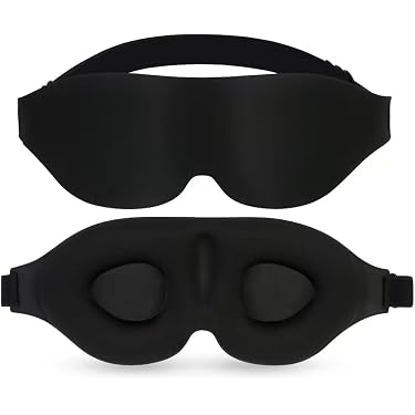 2 Plüsch Schlafmasken – Weich, Lichtundurchlässig, Verstellbar (weiß & Schwarz), Inkl. Aufbewahrungstasche