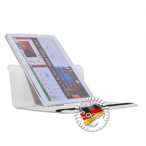 COOVY® 360° ROTATION COVER FÜR SAMSUNG GALAXY NOTE PRO 12.2 SM-P900 SM-P901 SM-P905 SMART HÜLLE TASCHE ETUI CASE SCHUTZ STÄNDER Farbe weiss - 3