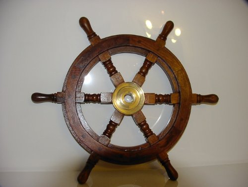großes STEUERRAD 47 cm massiv aus edelem Holz BOOT SCHIFF Pirat Lenkrad von Haushalt48