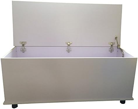 Redstone White Ottoman Storage Chest - Hinge can be Locked with Pin to Prevent Lid from Dropping when Open