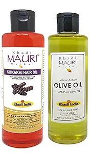 Khadi Mauri Shikakai & Olive Hair Oil - Pack Of 2 (420 ml)