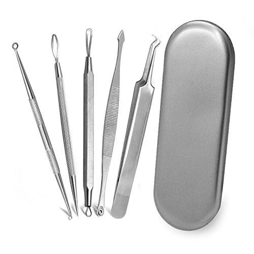 Mitesserentferner, Becoyou 5 Stücke Komedonenquetscher Set aus Edelstahl Nagelhautschieber Werkzeug Professionell Gesundheit Behandlung für Pickel Whiteheads Akne Extraktoren - 2