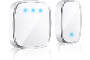 HOSPAOP Dzwonek do drzwi, wodoszczelny, radiowy dzwonek do drzwi wejściowych, zasięg 300 m, 36 melodii dzwonka do drzwi wejściowych, Plug In do gniazdka, dzwonek i przycisk dzwonka ze wskaźnikiem LED