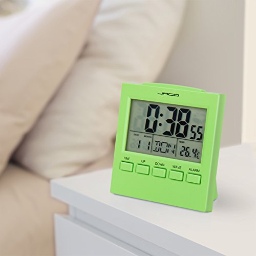 Jago Funkwecker Wecker mit Temperaturanzeige mit LCD-Display in vier verschiedenen Farben und LED-Hintergrundbeleuchtung inkl. Snooze-Funktion - 8