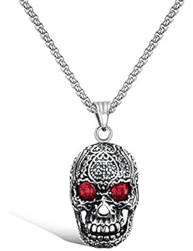 Emma Gioielli - Damen Herren Unisex Kette Halskette 60 cm chirurgischer Edelstahl HOHE QUALITÄT mit Anhänger Schädel...