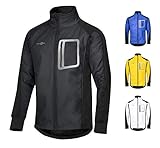 CYCLEHERO Winddichte Fahrradjacke wasserdicht atmungsaktiv reflektierend Softshell Jacke Outdoorjacke (Schwarz, XL)