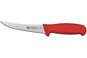 Sanelli Ambrogio Supra - Couteau à désosser, lame courbée RIGIDE cm 13 ROUGE