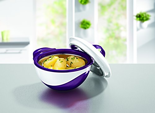 gourmetmaxx 09822 Thermoschüssel metallic, Aufbewahrung Edelstahlschüssel Frischhalteschüssel Thermobehälter / schüssel, edelstahl, 1100 ml, 24,0 x 20,0 x 13,0 cm, lila / weiß / mehrfarbig - 3