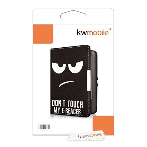 kwmobile Hülle für Tolino Shine / Page – Flipcover Case eReader Schutzhülle – Bookstyle Klapphülle Don’t touch my E-Reader Design Weiß Schwarz - 7