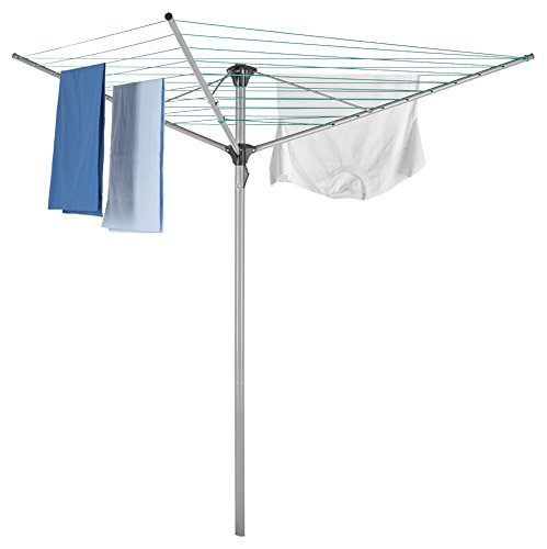 Metaltex Wäscheständer, Stahl, 30 m lange Wäscheleine, 3-armig, Silber