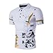 Produktbild LUCKYCAT Herren Sommerbluse T-shirt ,Drucken Polo Blusen Umlegekragen Pulli Blusentop Männer Kurzarm-Shirt Sommerhemd Tops Haushemd Mode Pullover Freizeithemd Bluse (Weiß, Small)