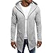 Produktbild ZHANSANFM Sweatshirts Herren Cardigan Pullover mit Kapuze Mode Unifarben Patchwork Lang Kapuzenjacke Hoody Kapuzenpullover Slim Fit Weiche Jacke Warm Casual Windjacke Mäntel XL Grau