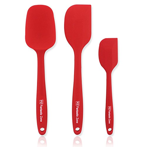 Magic Zone 3teiliges Silikon Spatula Teigschaber  Set mit bequeme breite Griff, Silikon Kopf ist Wärme Safe & Gentile auf Non Stick Oberflächen, zum Backen oder Dünsten