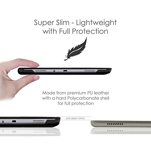 Forefront Cases® Neue Origami Leder Hülle / Tasche / Case / Cover für Samsung Galaxy Tab A 9.7 SM-T550 (Mai 2015) – Rundum-Geräteschutz und intelligente Auto-Sleep-Wake-Funktion mit 3-JAHRES-GARANTIE VON FOREFRONT CASES – inkl. Eingabestift und Displayschutz - 6