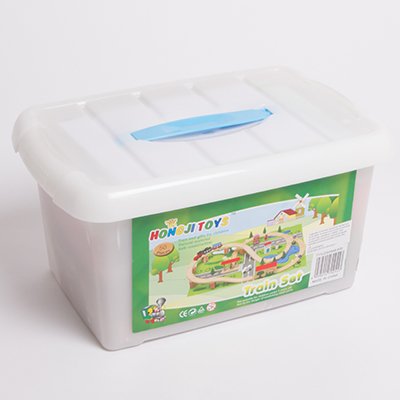 Wooden Car & Train Set Inc. Raised Roads 50pcs