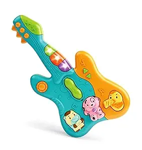 Qbic Cute Musical Guitar Toy with Colorful Animal Keys, Songs and Sound and Light Effects Toys for Kids, Baby ,Infant and Toddlers (Multicolor)