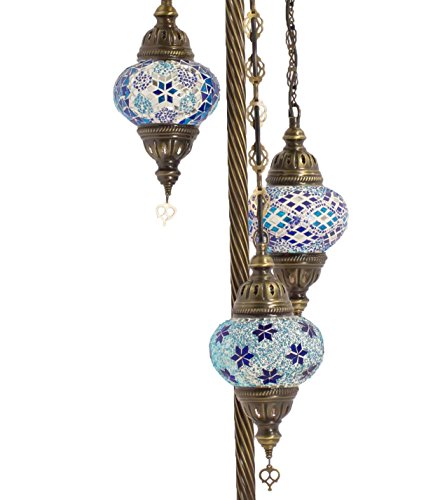 Lámparas de suelo y pantallas - Impresionante turco, marroquí, estilo otomano, multicolor, lámpara de suelo, estilo marroquí, 3 globos medianos
