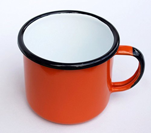 DanDiBo Emaille Tasse 501/10 Orange Becher emailliert 10 cm Kaffeebecher Kaffeetasse Tee - 3
