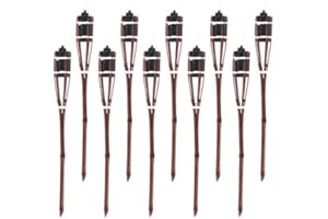 PARTYRAMA.CO.UK Natural Dark Brown Handmade Bamboo Garden Tiki Torch 120cm / 90cm / 60cm - for use with Parrafin or lamp Oil (60cm, Pack of 10)