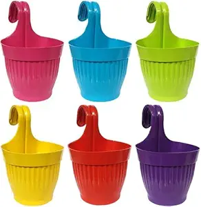 Go Hooked Plastic Lily Hook Pot With Lock, Multicolour, 6 in, 6 Pieces