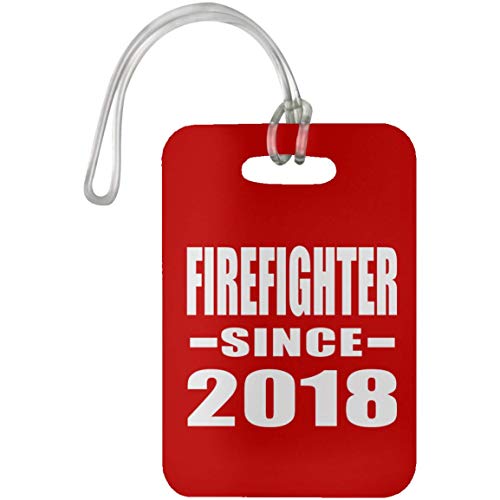 Firefighter Since 2018 - Luggage Tag, Travel Cruise Suitcase Bag-gage Tag, Best Funny Gag Gift Idea for Birthday Bday Christmas Xmas Anniversary