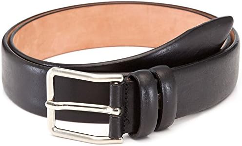 Men Full Grain Leather Belt-LUCHENGYI 100% Leather Double Loops Black Made in Italy 35mm Width Classic Style Gift Package for Christmas 2 Years Warranty