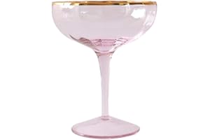 ABOOFAN Vasos de cristal Margarita de cristal duro transparente para cócteles, copas de cristal de bola, copas de cope, copas de congelado, sin, copas de cristal de barra, mini tazas de postre, color rosa