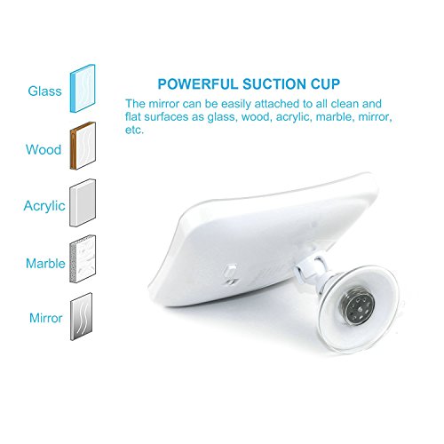 Auxent Kosmetikspiegel LED Beleuchtet mit 7-facher Vergrößerung und Starkem Saugnapf, 360° Schwenkbar, Schminkspiegel viereckig mit Blendfreier Beleuchtung für Zuhause und Unterwegs - 4