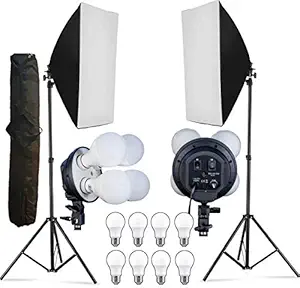 OCTOVA Softbox Lighting Kit Photography Photo Studio Equipment Continuous Lighting System with 6500K Energy Saving Light Bulb for Portraits Fashion Advertising Photo Shooting Video