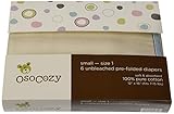 OsoCozy Unbleached Prefold Cloth Nappies (Size 1,Pack of 6)