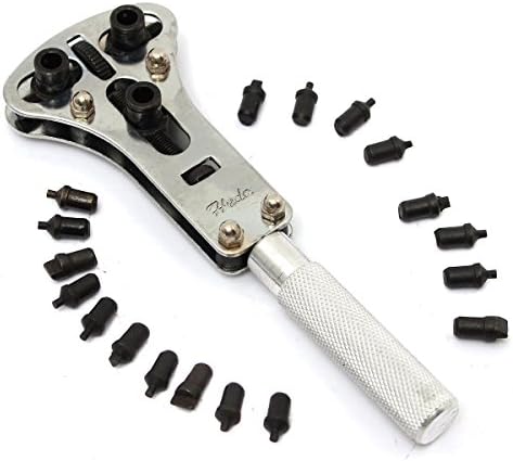 BABAN Watch Back Case Battery Cover Opener Adjustable Watch Wrench Screw Remover Watch Repair Tool Set Kit with 12pcs Interchangable Clamps