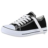  SCARPE VITA Sneakers Low Damen Canvas Schuhe Bequeme Turnschuhe Basic 141025 Schwarz Weiss 39