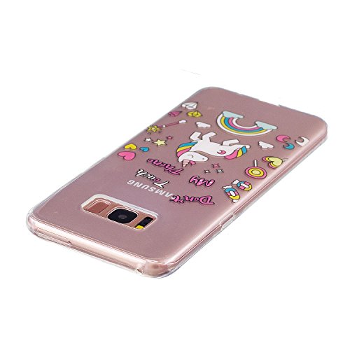 Samsung Galaxy S8 Plus Hülle,MAGQI Transparent Ultra Dünn Gel TPU Bumper Tasche mit Bunter Cartoon Design [Kratzfeste,Scratch-Resistant] [Crystal Clear] Weiche Silikon Gummi Schutzhülle [Frei Stylus Pen] 360 edge protection für Samsung Galaxy S8 Plus – Einhorn - 3