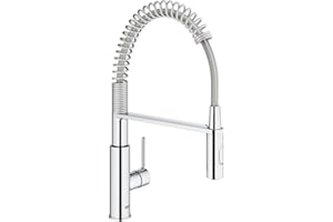 GROHE Robinet évier de cuisine Get, mitigeur monocommande 2 jets, robinet avec douchette extractible professionnelle, installation rapide, chromé, 30361000 (Import Allemagne)