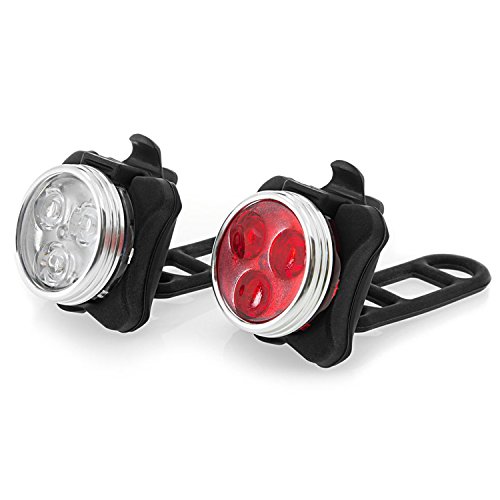 Collory wiederaufladbares Akku LED Lampen-Set (je 3 LEDs) | Akku aufladen über micro USB | Kinderwagen-Beleuchtung | 4 Licht-Modi-Einstellungen | Einfache Montage (Clip-On) | Blinklicht | Ultrahell