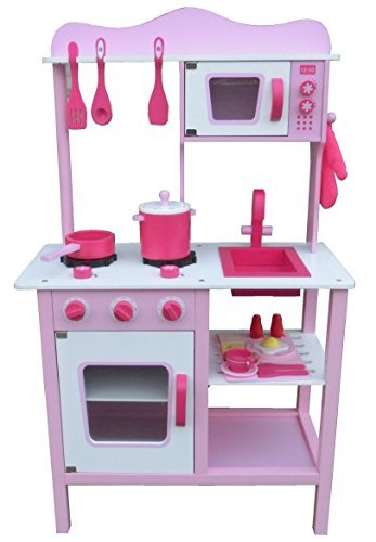 Preisvergleich Produktbild Kinderküche Spielküche PINK ROSA aus Holz mit Zubehör
