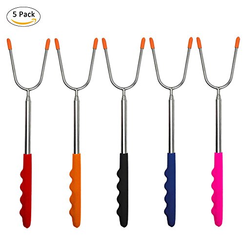 Marshmallow Roasting Sticks Extra Long Extendable Stainless Steel Skewers Telescoping BBQ Forks for Hot Dogs Smores Outdoor Cooking Tools Camping Kabob Stick