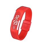 Omiky® 2017 Art- und Weisemänner-Gummi-LED-Uhr-Datums-Sport-Armband-Digital-Armbanduhr (Rot)