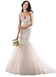Heiraten Sie Off Schulter Sweetheart Spitze Meerjungfrau Hochzeit Kleid uka0004 Gr. Medium, Elfenbein - Deep Ivory