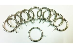 Emma Barclay Lifestyle 45-48mm Metal Curtain Rings, Brushed Silver, 8 Pack