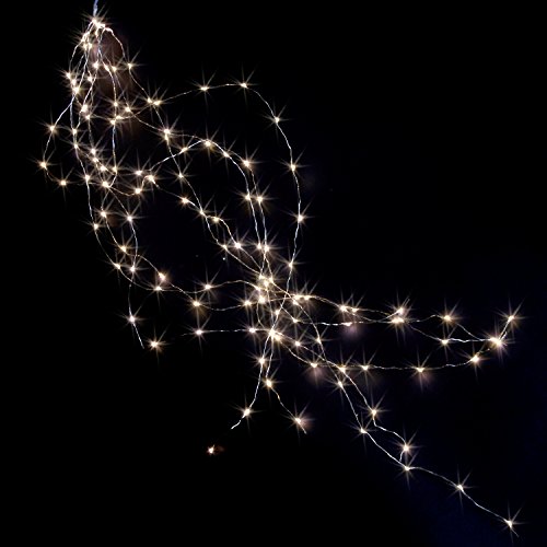100CM LED LICHTERBÜNDEL MIT 70 WARM WEISSEN MICRO LED`s DRAHT LICHTERKETTE BATTERIE