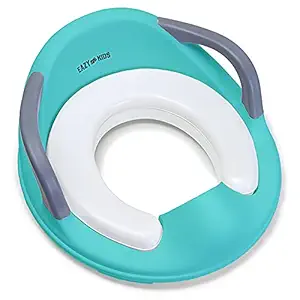 Eazy Kids Toilet seat for Western Toilet, Potty Training Seat for Boys and Girls, Fits Round & Oval Toilets, Durable for Baby with Cushion and Handles Potty Seat (Green)