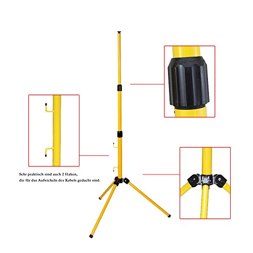 Hengda® Außen Gelb Höhenverstellbar Stahlstativ für 50W LED Warmweiß Flutlicht SMD Licht - 7