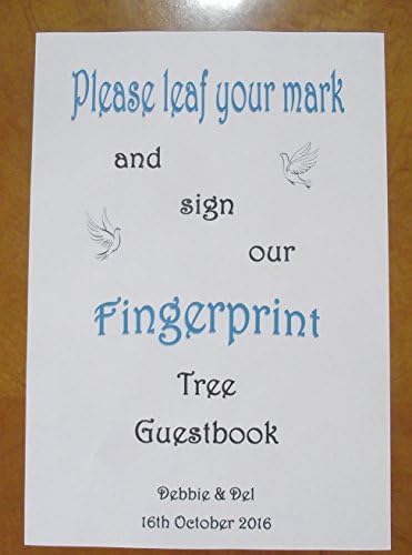 Personalised Wedding Fingerprint Thumbprint Tree Sign / Notice - A4 - Doves design