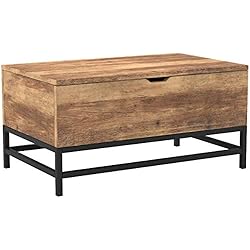 Happy Home Table basse avec plateau de rangement avec rangement 2 compartiments de rangement cachés