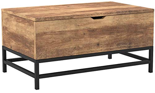 Happy Home Table basse avec plateau de rangement avec rangement 2 compartiments de rangement cachés